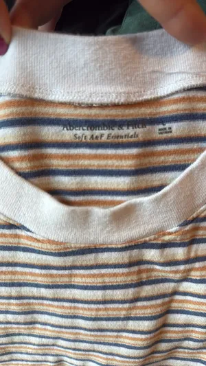 Abercrombie & Fitch Striped Tee | Orange/Navy/White | Retro thumbnail 3