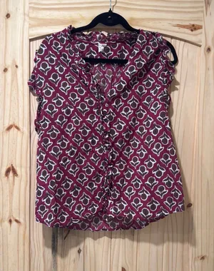 Floral purple sleeveless top thumbnail 1