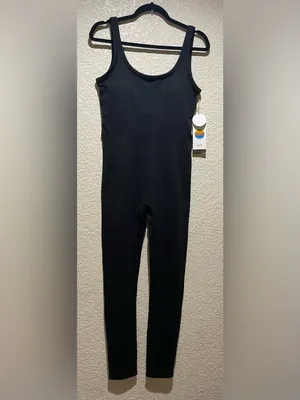 Vuori NWT Halo Essential Black Heather Scoop-Neck Jumpsuit Size L thumbnail 3