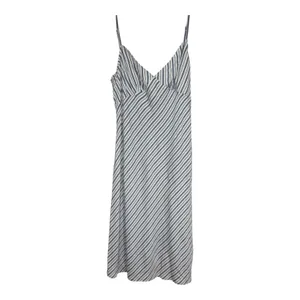 Michael Kors Blue White Striped V-Neck Midi Slip Dress Romantic Casual thumbnail 3