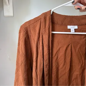 Pure J.Jill Textured Loose Fit Open Front Cardigan Pockets Brown Size large thumbnail 7