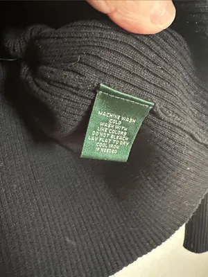 Ralph Lauren Black Ribbed Turtleneck Sweater Gold Buttons Epaulettes Preppy thumbnail 6