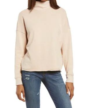 Madewell Avalon Pink Hemp-Cotton Mockneck Sweatshirt Size Medium thumbnail 1