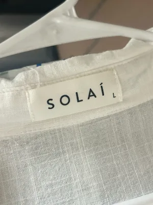 Solai The Label Linen Blend Set Sz large Off White Ivory Vacation Top Shirt Pants thumbnail 5