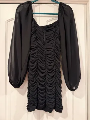Princess Polly Black Ruched Long-Sleeve‎ Mini Dress 8 thumbnail 3