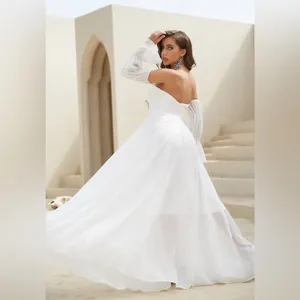 White Off Shoulder Flounce Sleeve Ruched‎ Chiffon Maxi Dress Size Small thumbnail 3