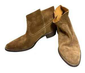 Madewell Brown Suede Leather Pull-On Western Cowgirl Ankle Boots Size 8 thumbnail 1