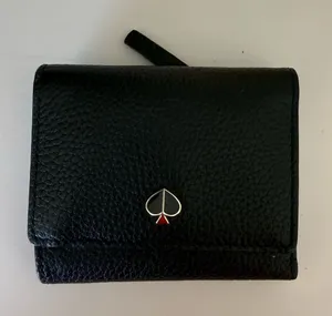 Kate Spade NWT Polly Black Pebbled Leather Small Trifold Wallet thumbnail 1