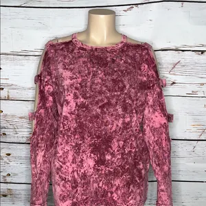 ODDY Size 2XL Pink & Purple Acid Wash Cage Long Sleeve Knit Top Shirt thumbnail 2