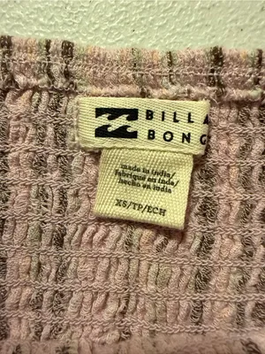 NEW Billabong Pink Striped Smocked Tube Top Bandeau Stretchy XS Festival thumbnail 4