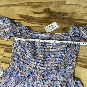 ASTR The Label Purple Floral Smocked Off The Shoulder Long Dress XS Cottagecore thumbnail 4