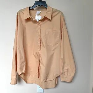 Le Lis Lexi Top Women’s Med & Matched Bra Set Peach Button Oversized Pastel NWT thumbnail 2