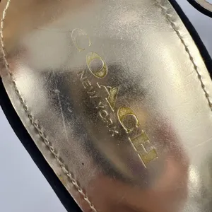 Coach Hampton Black Leather Heels Gold Buckle Detail ankle strap US Size 9.5B thumbnail 8