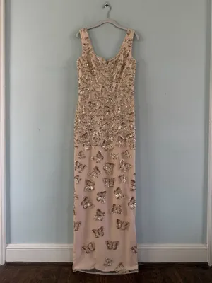 NWT Dress The Population Goldie Sequin Butterfly Champagne Multi Column Gown‎ thumbnail 4