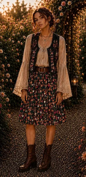 Trendyol Floral‎ Pleated Midi Skirt Green Pink Ditsy Print Elastic Waist Size 34 thumbnail 1