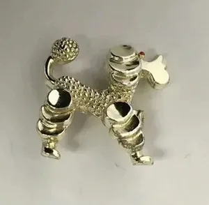 Prissy Poodle Silvertone Pin Brooch‎ Silver thumbnail 1