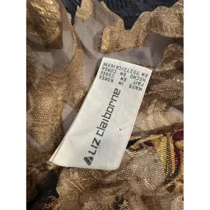 Vtg Liz Claiborne Black Floral Sheer Scarf Evening Cottagecore Grandma Coastal thumbnail 6