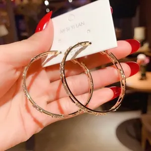 18K Gold Plated CZ Diamond Gold Hoop Earrings for Women thumbnail 2