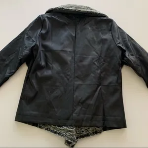 Mystree Pia Black Vegan Leather Jacket with Faux Fur Lined Lapel Women's Small thumbnail 9