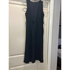 NEW Black Sleeveless Midi Dress Swiss dot Chiffon Wrap NO BELT S thumbnail 3
