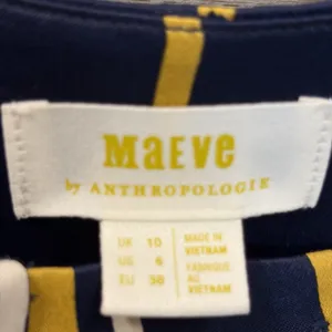 NWT Maeve Anthropologie Womens 6 Pants Wide Leg Navy/Marin Mustard White Striped thumbnail 11
