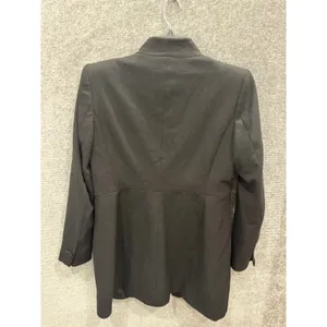 Zara Women Blazer XL Black Open Front Longline Minimalist Crepe Hook-and-Eye thumbnail 7