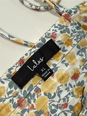 Lulus Express Yourself Yellow Floral Print Satin Babydoll Mini Dress Size XL NWT thumbnail 7