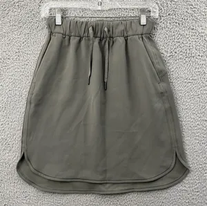 Lululemon On The Fly Skirt Woven Grey Sage Green‎ Travel Business Casual Women 4 thumbnail 1