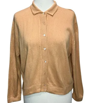 Vintage Cardigan Medium Tan Button Up Soft Knit Classic Preppy Cozy Union‎ Made thumbnail 1