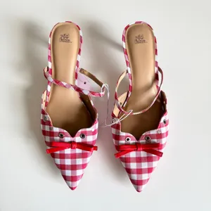 Wild Fable Lysandra Gingham Eyelet Kitten Heels Women’s 9.5 Red & White NWT thumbnail 2