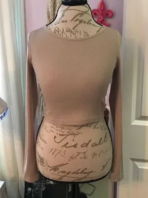 Forever21 Nude Long Sleeve Crop Top thumbnail 1