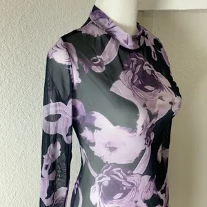 Sheer Dress Black with Purple Flowers - NWOT thumbnail 3