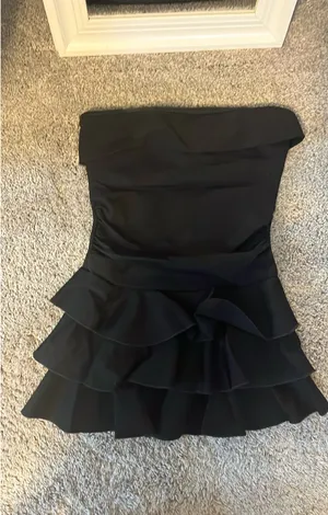 Windsor Ruffle It Up Black Mini Dress thumbnail 2