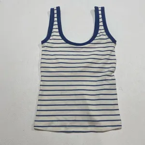 Abercrombie & Fitch XS Striped Ribbed Tank Top Blue White Coastal thumbnail 2