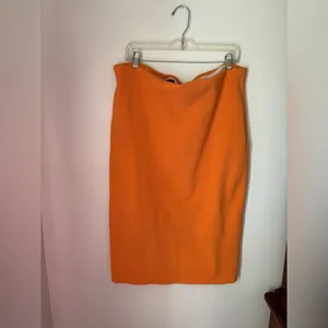 Express Body Contour Ribbed Midi Skirt Orange Side Slit XL thumbnail 9