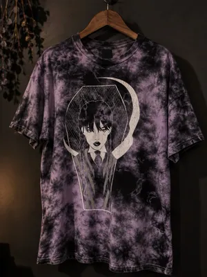 Women’s Wednesday Halloween Purple Cotton T-Shirt Top size Medium - Large thumbnail 1