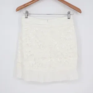 Naked Wardrobe The Statement White Sequin Lace Ruffle Mini Skirt M thumbnail 6