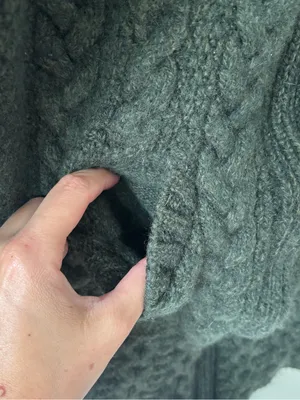 Aran Crafts Army Green Ireland 100% Irish Merino Wool Front Zip Chunky Sweater thumbnail 4