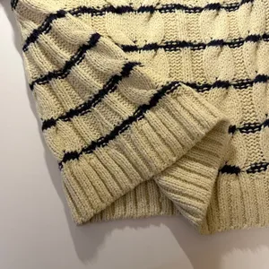 J. Jill Cream & Navy Striped Crew Pullover Preppy Cable Knit Raglan Sweater XS thumbnail 10