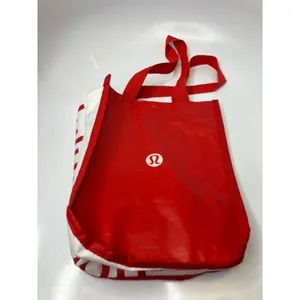 Lululemon Reusable Tote Bag Unisex Small Red Excellent Snap Closure Logo thumbnail 4