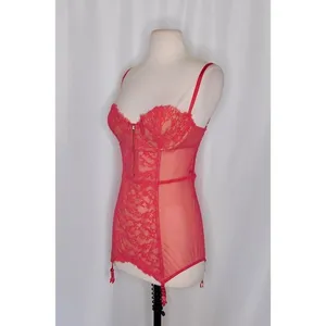 VICTORIA'S SECRET Barbie Hot Pink Lace Corset Bustier Garter Lingerie 34C‎ thumbnail 4