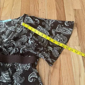y2k Maurices Babydoll Top Womens Medium Brown White Paisley Print Boho Prairie thumbnail 5