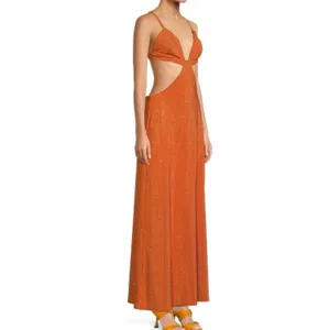 CULT GAIA Dari Metallic Cutout Column Gown Size Medium Cinder thumbnail 3