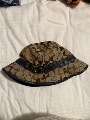 Vintage Y2K Coach Bucket 90s Monogram Signature Denim Belt Buckle Hat thumbnail 2