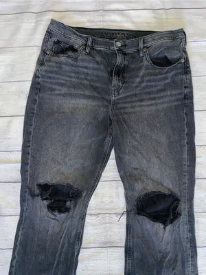 American Eagle 90s Boot Cut Distressed Black Washed Jeans thumbnail 2