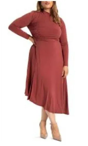 Eloquii Asymmetrical Long Sleeve Midi Dress NEW Plus Size 18 thumbnail 1