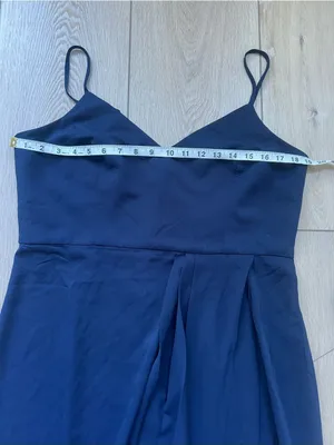 Lulus NWT Reinette Navy Blue Midi Dress Spaghetti Strap Wrap Front Slit Size XL thumbnail 13