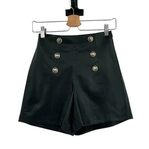 Zara Black Vegan‎ Leather High-Waist Sailor Shorts Size XS thumbnail 3