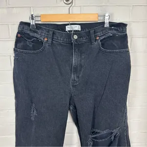 Abercrombie & Fitch Washed Black The 90s Relaxed Jean High Rise Size 14/32 thumbnail 4