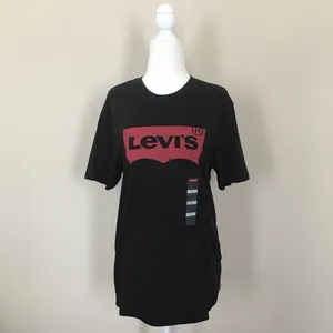 Levi's logo retro boyfriend tee shirt top black thumbnail 2